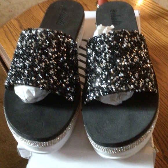 Chulis Shoes - Chulis Womens Lily Black Glitter Slide sz 10 NIB